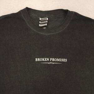 Broken Promises Crew Neck Graphic Short Sleeve T Shirt Adult Mens Size XL Black